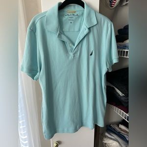 Men’s Nautica slim, fit blue cotton polo collared shirt size Medium M